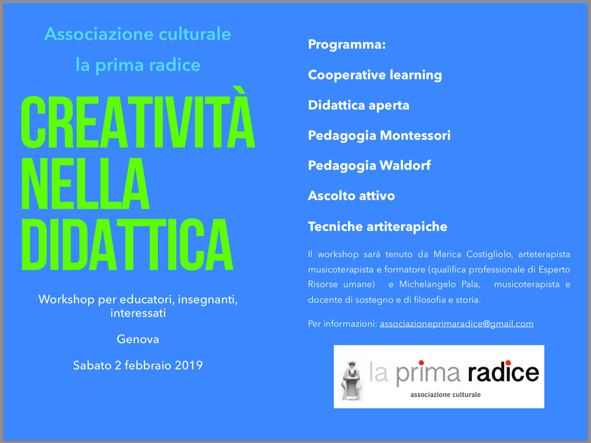 Workshop per docenti, educatori, genitori: Creatività nella didattica